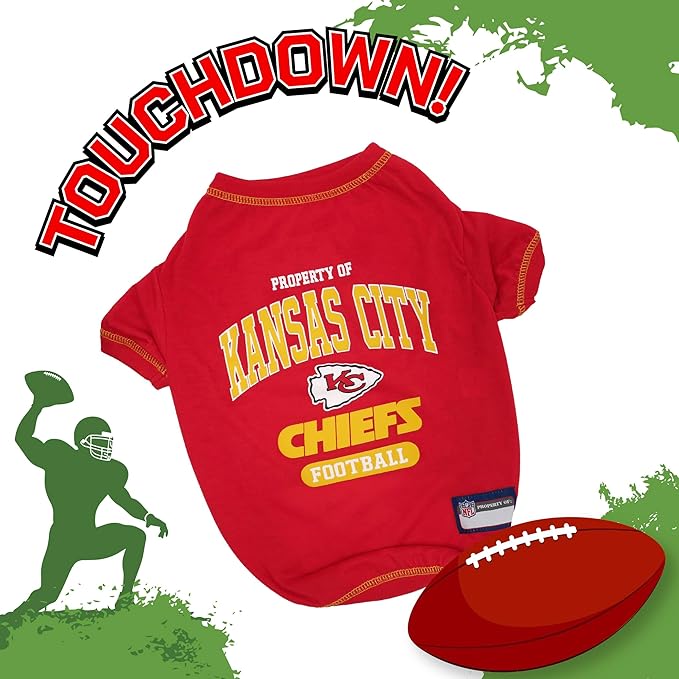 PET SHIRT for Dogs & Cats - NFL KANSAS CITY CHIEFS Dog T-Shirt, Large. - Cutest Pet Tee Shirt for the real sporty pup