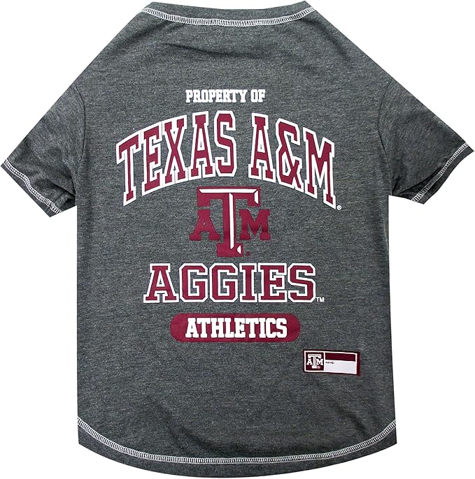 Pets First Collegiate TEXAS A&M AGGIES Dog T-Shirt, Medium. - Licensed Shirt for Pets Team Colored with Team Logos.- Premium Stretchable Materials for the Comfrot of your Dog & Cat.