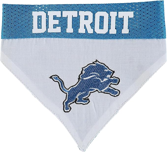 Pets First NFL DOG BANDANA - DETROIT LIONS REVERSIBLE PET BANDANA. 2 Sided Sports Bandana with a PREMIUM Embroidery TEAM LOGO, Large/X-Large. - 2 Sizes & 32 NFL Teams available