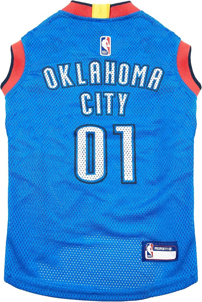 Pets First NBA OKLAHOMA CITY THUNDER DOG Jersey, Large - Tank Top Basketball Pet Jersey