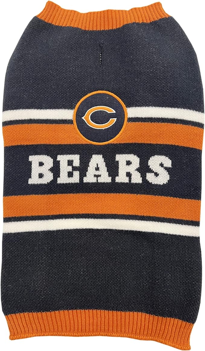 NFL Chicago Bears Dog Sweater, Size Extra Large. Warm and Cozy Knit Pet Sweater with NFL Team Logo, Best Puppy Sweater for Large and Small Dogs