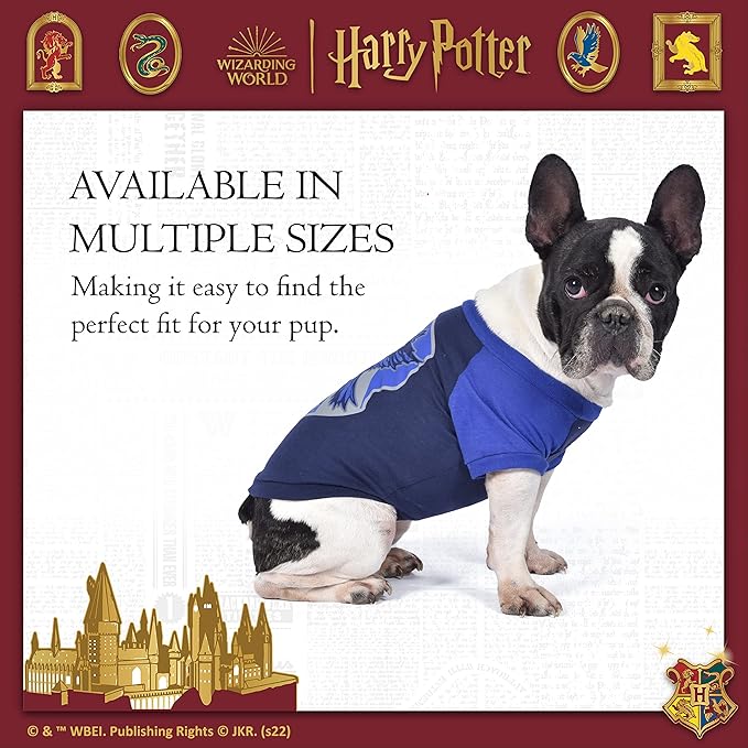 Harry Potter Ravenclaw Pet T-Shirt in Size Large | L Dog T-Shirt, Harry Potter Dog Shirt | Harry Potter Dog Apparel & Accessories for Hogwarts Houses, Ravenclaw