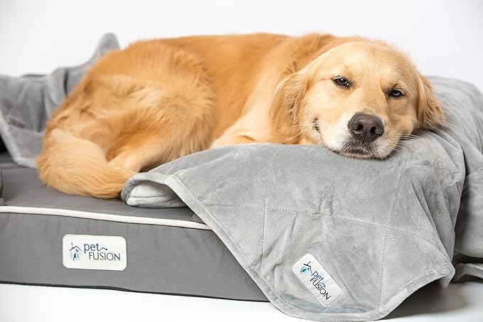 PetFusion Premium Dog & Cat Blanket | Ultra Soft Pet Blanket Available in Plush or Quilted; 2 Colors (Grey; Brown) | Perfect for Small Dogs & Large Dogs
