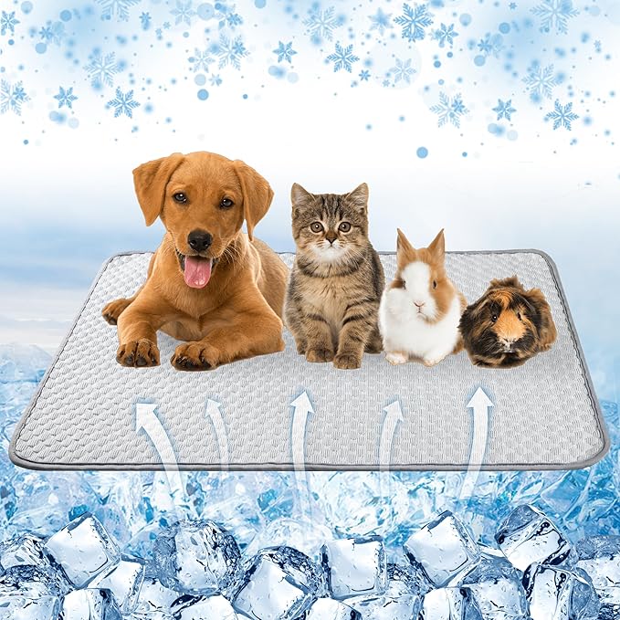 Leekalos Dog Cooling Mat,Pet Cooling Pads for Dogs Blanket,Summer Cooling Bed for Cats Blanket,Portable Pet Cooling Cushion for Home & Outdoor,Keep Cooling for Pets (New Grey, Large(40"x55"))