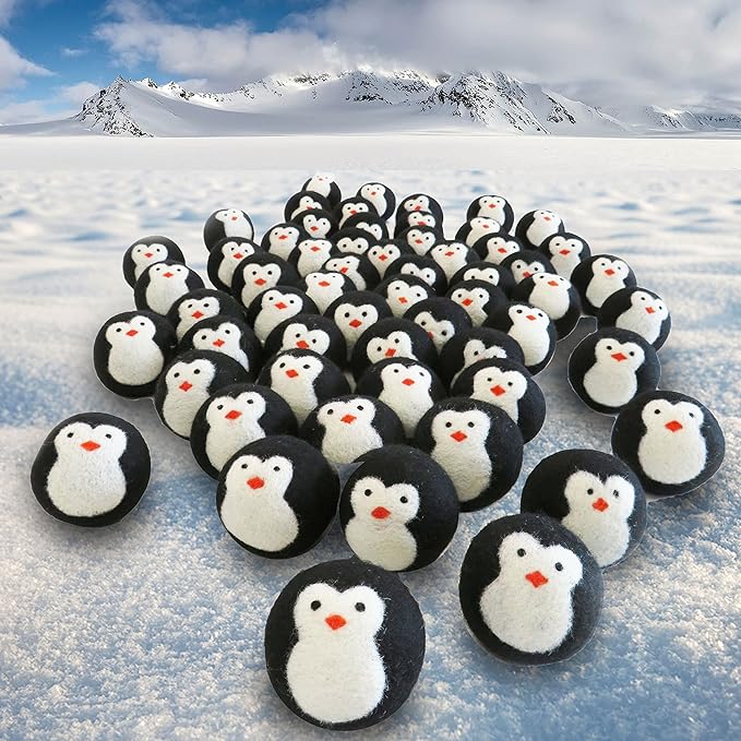Friendsheep Wool Dryer Balls, Organic Fair Trade Reusable Fabric Softener, Extra Large, 6 Pack, Black Penguin - Cool Friends