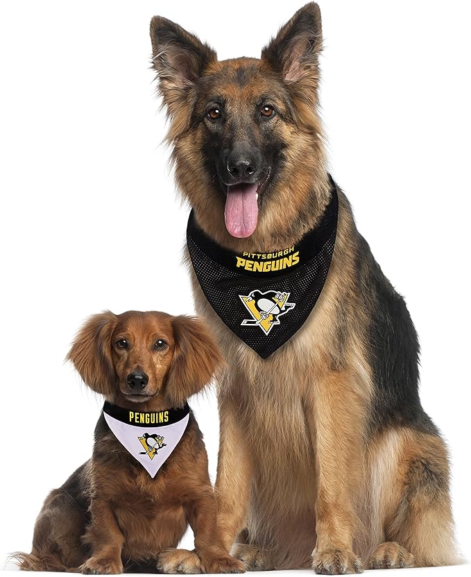 NHL Pittsburgh Penguins Bandana for Dogs & Cats, Large/X-Large. - Cute & Stylish Bandana! The Perfect Hockey Fan Scarf Bandana, Great for Birthdays Or Any Party!