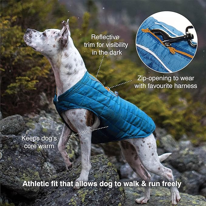 Kurgo Loft Dog Jacket, Reversible Dog Coat, Wear with Harness or Sweater, Water Resistant, Reflective, Winter Coat for Large Dogs (Chili Red, XL)
