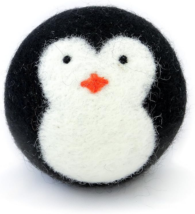 Friendsheep Wool Dryer Balls, Organic Fair Trade Reusable Fabric Softener, Extra Large, 6 Pack, Black Penguin - Cool Friends