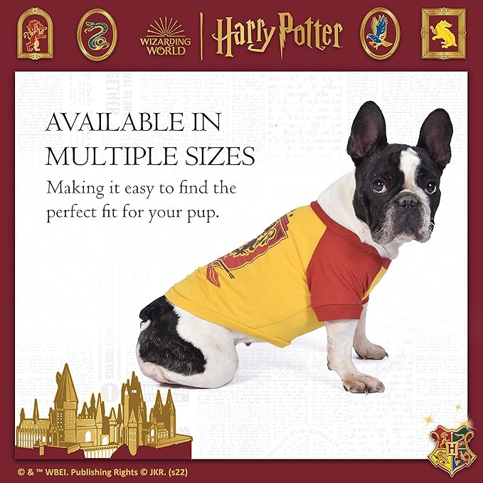 Harry Potter Gryffindor Pet T-Shirt in Size Extra Small | XS Dog T-Shirt, Harry Potter Dog Shirt | Harry Potter Dog Apparel & Accessories for Hogwarts Houses, Gryffindor, (FF18871)