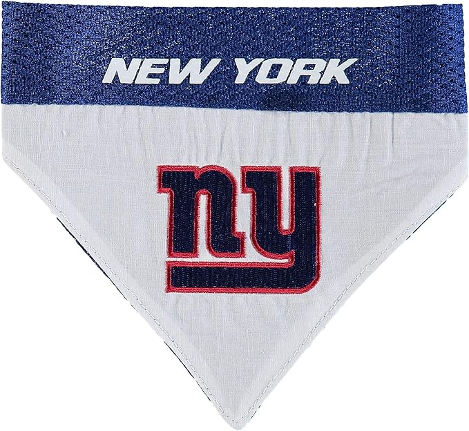 Pets First NFL DOG BANDANA - NEW YORK GIANTS REVERSIBLE PET BANDANA. 2 Sided Sports Bandana with a PREMIUM Embroidery TEAM LOGO, Large/X-Large. - 2 Sizes & 32 NFL Teams available