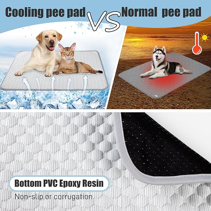 Leekalos Dog Cooling Mat,Pet Cooling Pads for Dogs Blanket,Summer Cooling Bed for Cats Blanket,Portable Pet Cooling Cushion for Home & Outdoor,Keep Cooling for Pets (New Grey, Large(40"x55"))