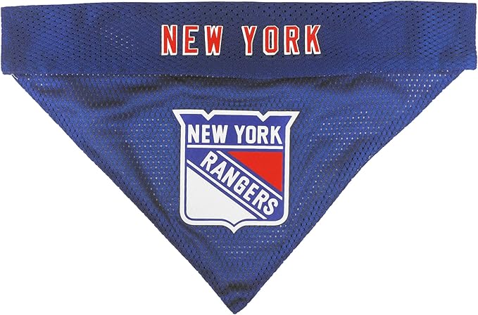 Pets First NHL New York Rangers Reversible Bandana Size XX-Large for Dogs & Cats. 2 Sided Sports Bandana, Premium Embroidery Team Logo, Many NHL Teams Available