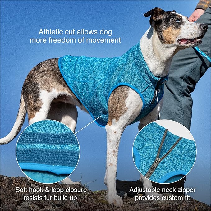 Kurgo Core Dog Sweater, Knit Dog Sweater with Fleece Lining, Cold Weather Pet Jacket, Zipper Opening for Harness, Adjustable Neck, Year-Round Sweater for Small Dogs (Heather Red, X-Small)