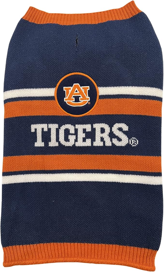 Pets First NCAA Auburn Tigers Dog Sweater, Size Small. Warm and Cozy Knit Pet Sweater with NCAA Team Logo, Best Puppy Sweater for Large and Small Dogs, Team Color (AU-4179-SM)