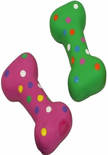 HDP Latex Dog Squeaker Bone Toy Color:Small/Med Bone Size:Pack of 2