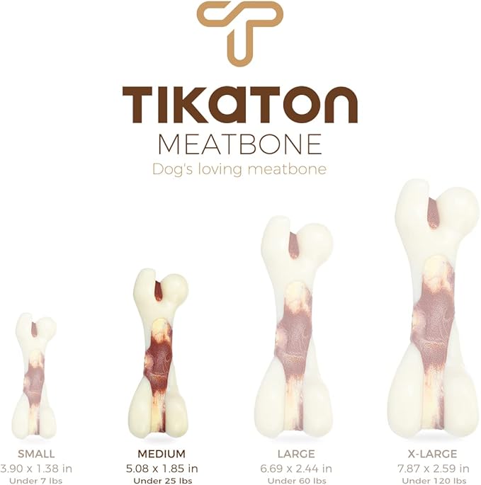 Tikaton Dog Chew Toys for Aggressive Chewers, Bacon Flavor Durable Dog Teething Chew Toys Bones for Large/Medium/Small Puppies