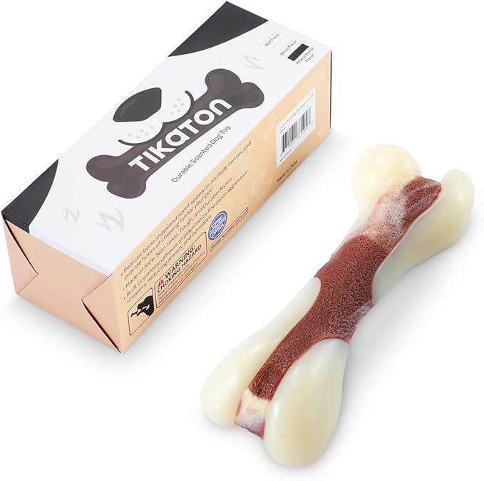 Tikaton Dog Chew Toys for Aggressive Chewers, Beef Flavor Durable Dog Teething Chew Toys Bones for Large/Medium/Small Puppies
