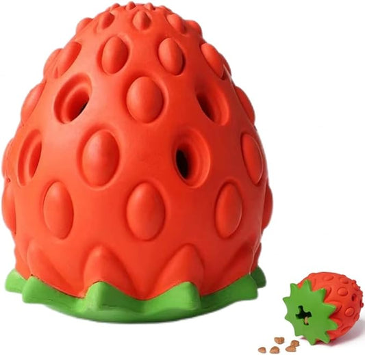 Strawberry Dog Toys, Dog Chew Toy for Training and Cleaning, Durable Rubber Dog Toys for Aggressive Chewer, Interactive Tough Teething Toys for Puppy Medium Large Dogs