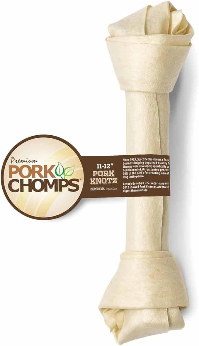 Pork Chomps Baked Pork Skin Dog Chew, 11-inch Knot, 1 Count