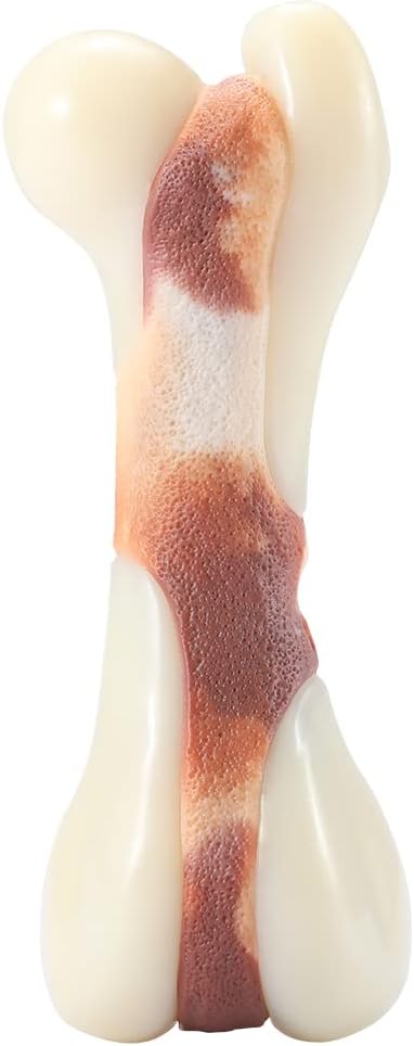 Tikaton Dog Chew Toys for Aggressive Chewers, Bacon Flavor Durable Dog Teething Chew Toys Bones for Large/Medium/Small Puppies