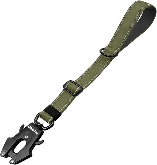 Strong Heavy Duty Dog Leash - Adjustable 15"-18" Reflective Nylon Training Leash with Padded Handle & Frog Clip, Traffic Control for Large Medium Dogs No Pull Walking Army Green