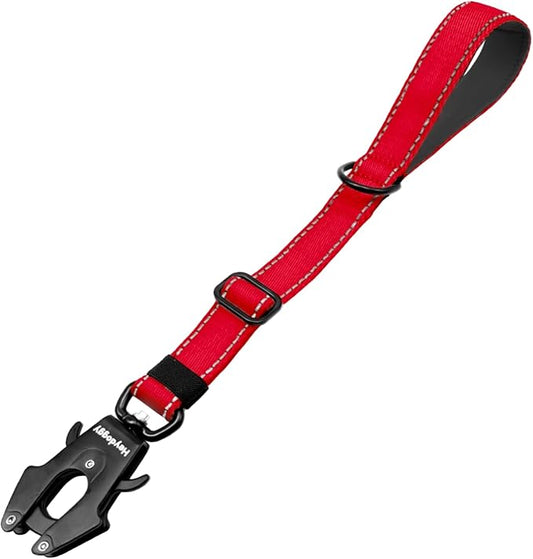 Strong Heavy Duty Dog Leash - Adjustable Short Dog Leash 15"-18", Reflective Nylon Training Leash with Padded Handle & Frog Clip, Traffic Control for Large Medium Dogs No Pull Walking Red