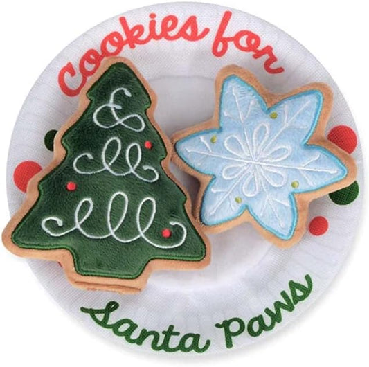 P.L.A.Y. Cute Plush Dog Toys - Merry Woofmas Christmas Themed Durable Squeaker Chew Toy, Great for Puppies & Small, Medium, Large Dogs - Machine Washable, Recycled Materials (Christmas Eve Cookies)