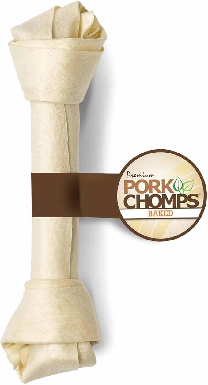 Pork Chomps Baked Pork Skin Dog Chew, 11-inch Knot, 1 Count