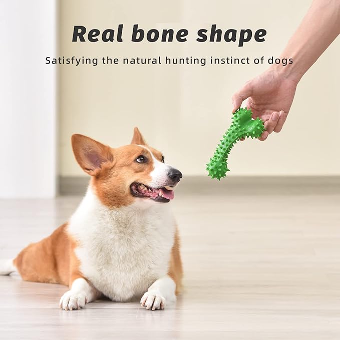 Dog Chew Toys for Aggressive Chewers - Rubber Chew Toys, Bacon Flavor Teething Dog Toys, Interactive Toy for Teeth Cleaning and Gum Massage (2pcs), Bacon Flavour (Green/Blue)