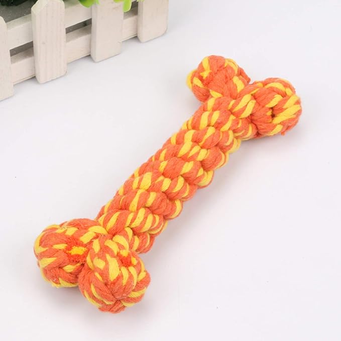 Dog Rope Toy Bone Pet Teeth Cleaning Toy - 2 Handmade Gifts for Puppies