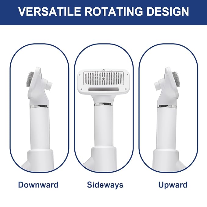 Portable Dog Hair Dryer with Brush – 300W, 3 Heat Settings, Quiet, Overheat Protection for Small Medium Pets