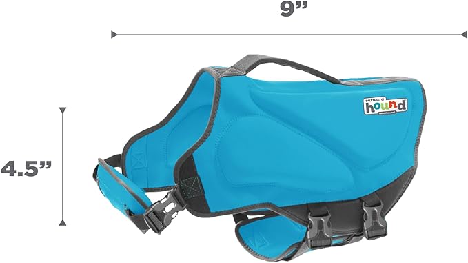 Outward Hound Dawson Swim Dog Life Jacket, High-Performance Neoprene Dog Life Vest for Swimming, Boating, and Water Safety, XS, Blue