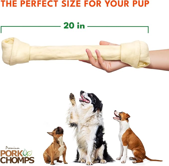Pork Chomps Baked Pork Skin Dog Chew, 20-inch Knot, 1 Count (Pack of 3)