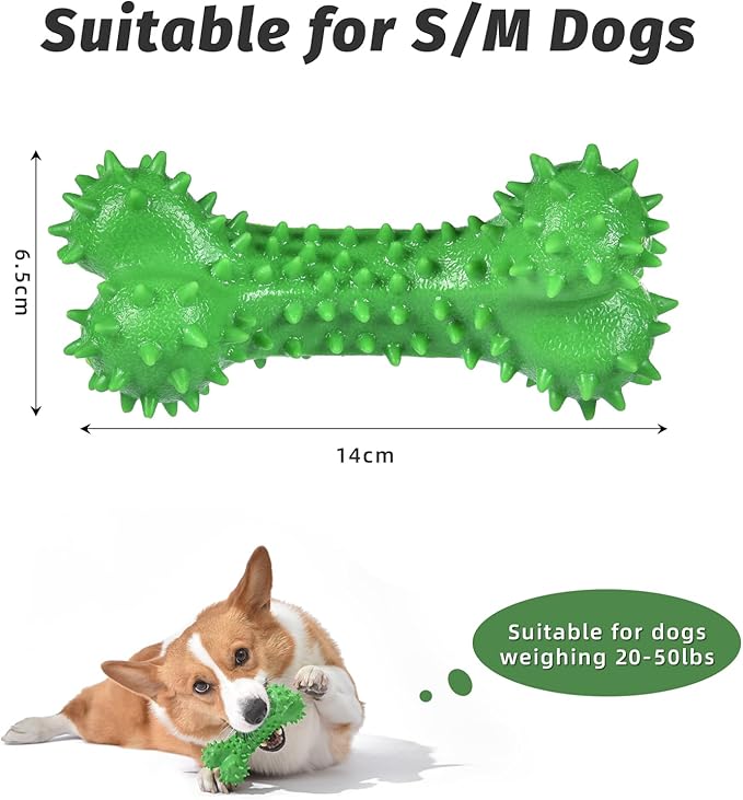 Dog Chew Toys for Aggressive Chewers - Rubber Chew Toys, Bacon Flavor Teething Dog Toys, Interactive Toy for Teeth Cleaning and Gum Massage (2pcs), Bacon Flavour (Green/Blue)