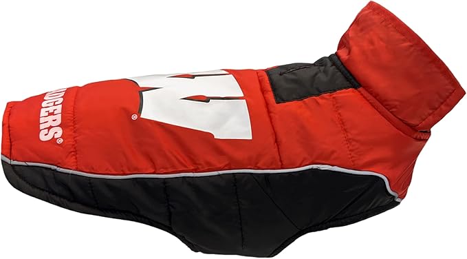 Pets First Collegiate Wisconsin Badgers Puffer Vest for Dogs & Cats. Size Large. Warm, Cozy, and Waterproof Dog Coat, for Small and Large Dogs/Cats.