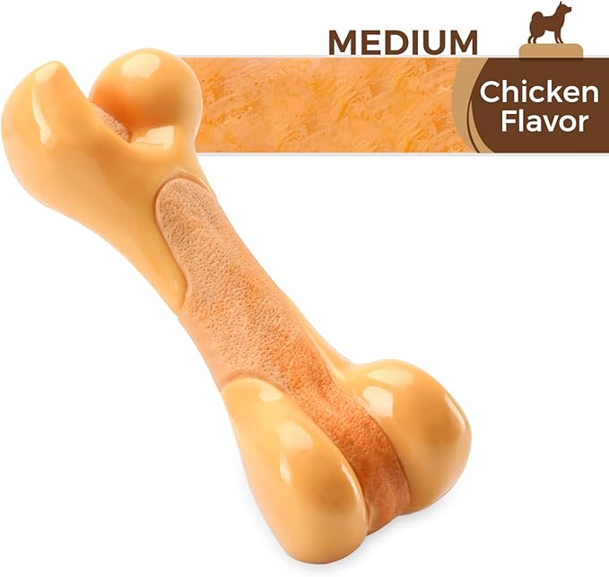 Tikaton Dog Chew Toys for Aggressive Chewers, Chicken Flavor Durable Dog Teething Chew Toys Bones for Large/Medium/Small Puppies