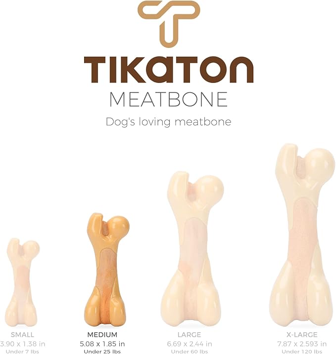 Tikaton Dog Chew Toys for Aggressive Chewers, Chicken Flavor Durable Dog Teething Chew Toys Bones for Large/Medium/Small Puppies