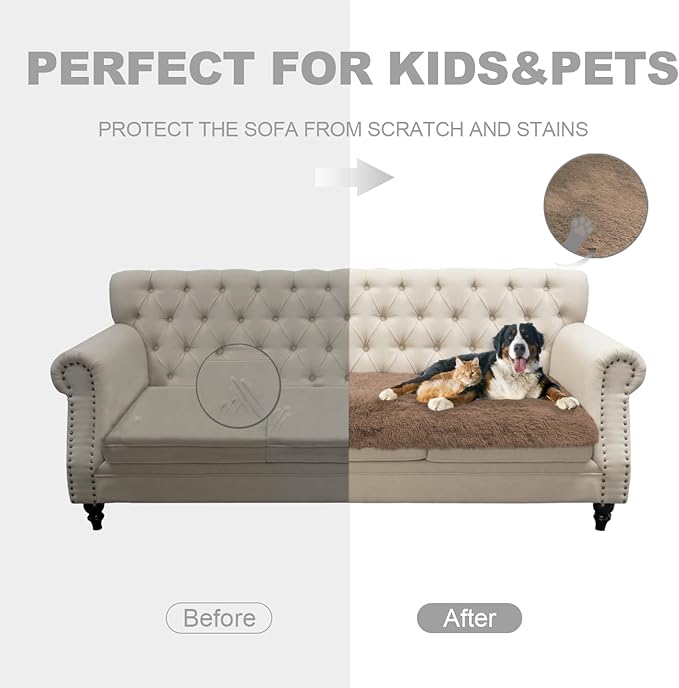 Waterproof Dog Bed Cover, Soft Plush Pet Blanket with Anti-Slip Back for Bed Couch Sofa, Furniture Protector for Small, Medium and Large Dogs and Cats (Brown, 30"x90")