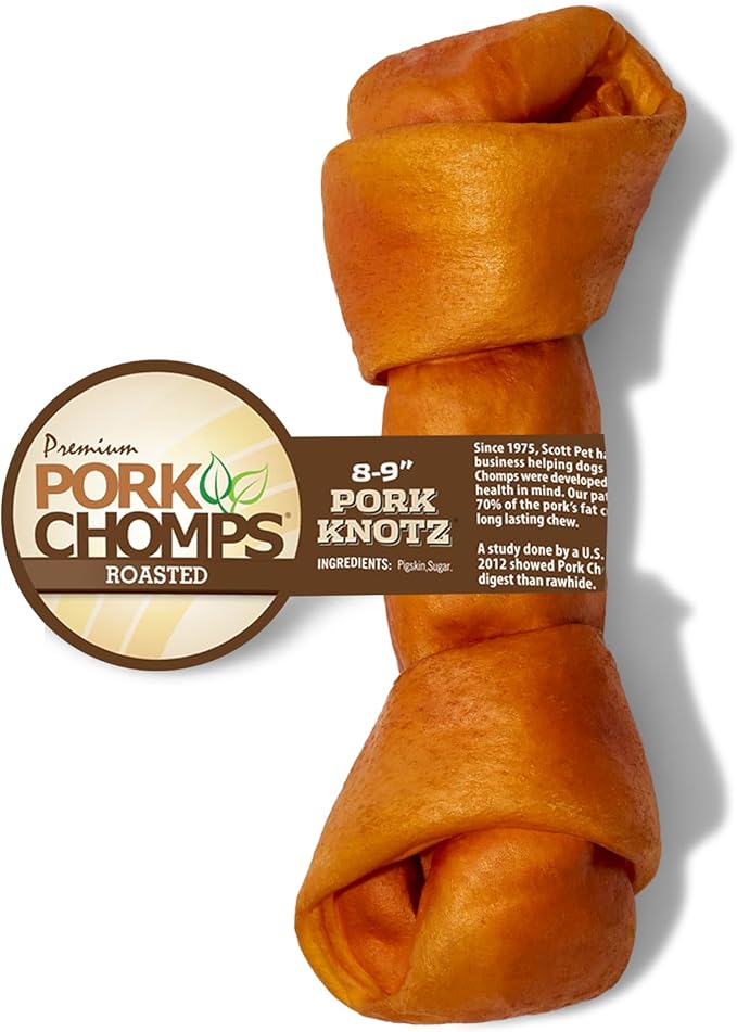 Pork Chomps Roasted Pork Skin Dog Chew, 8-inch Knot, 1 Count