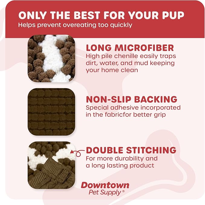 My Doggy Place Microfiber Dog Mat for Muddy Paws, 60" x 36" Brown with Paw Print - Non-Slip, Absorbent and Quick-Drying Dog Paw Cleaning Mat, Washer and Dryer Safe - X-Large/Runner