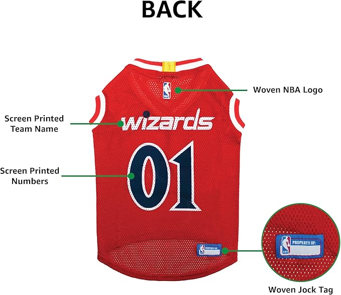Pets First NBA WASHINGTON WIZARDS DOG Jersey, X-Large - Tank Top Basketball Pet Jersey