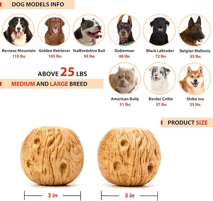 Willjoy 2-Pack Dog Chew Toys for Aggressive Chewers, Tough Dog Toys for Aggressive Chewers, Pine Wood and Nylon Dog Toys for Large Dogs, Bacon Flavor Indestructible Dog Toy Reduce Boredom