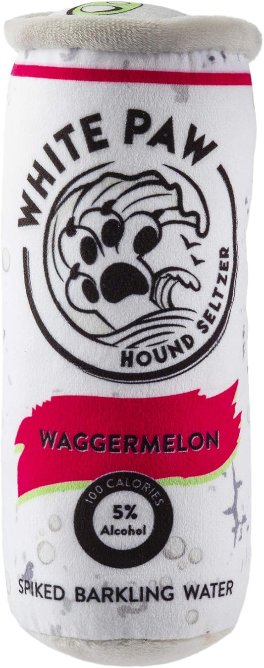 Haute Diggity Dog White Paw Waggermelon, Plush Designer Dog Toys with Interactive Squeaker, Stimulating Pet Enrichment, Machine-Washable & Safe Materials for All Breeds, One Size