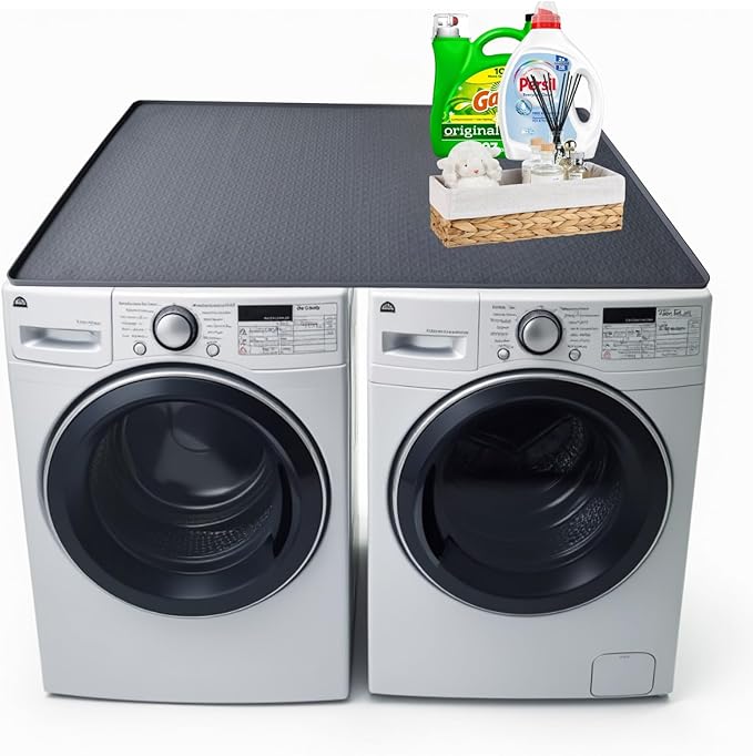 54'' x 27.5'' Washer and Dryer Covers for the Top, Silicone Washing Machine Cover, Dryer Top Protector Mat, Washer Dryer Countertop, Perfect for Laundry Room, Kitchen, Home Use, Grey 1Pack
