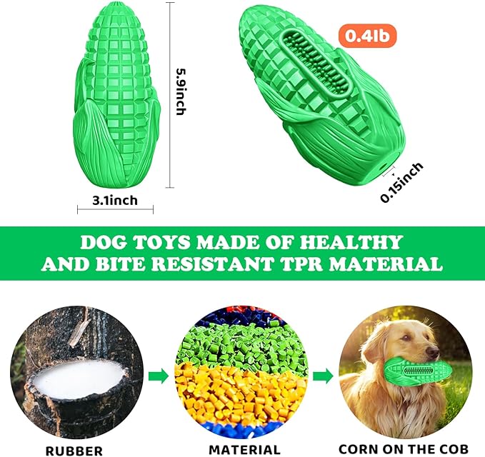Aggressive Chewer Dog Toys: Squeaky, Tough Teeth Cleaning - Small to Large Breeds - Green