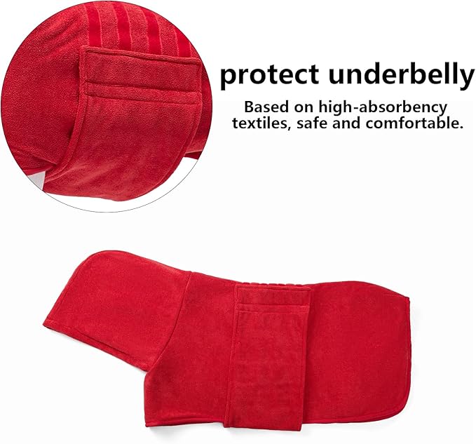 Geyecete Dog Drying Coats with Hood - Absorbent Robe Towel - Microfibre Fast Drying Super Absorbent - Red - XXL
