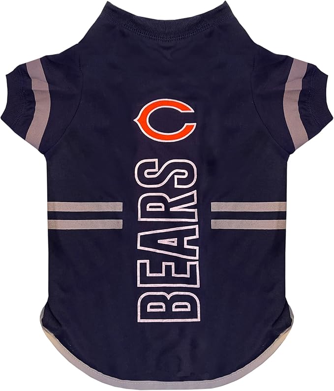 Pets First NFL Chicago Bears Dog T-Shirt, Football Dogs & Cats Shirt - Durable Sports PET TEE - 3 Sizes, NFL PET Outfit, Reflective TEE Shirt in Team Color, Cool Football Dog Tee