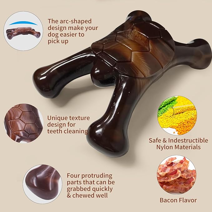 Tough Dog Toys for Aggressive Chewers, Nylon Indestructible Dog Toys to Keep Them Busy, Reduce Boredom, Teeth Cleaning, Heavy Duty Bone Toy for Large and Medium Breed