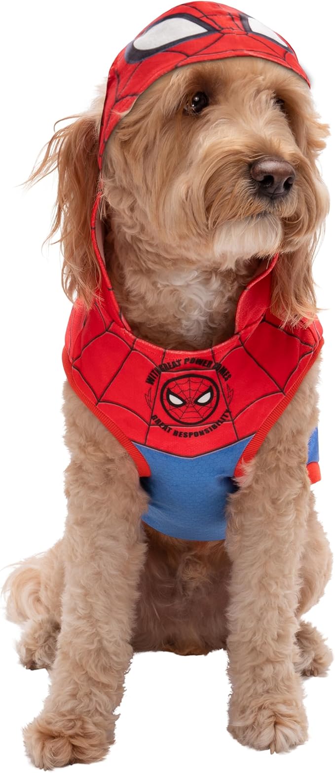 MARVEL Spider-Man Pet Hoodie - Sleeveless Hooded Pet Shirt with Costume Design (Large)