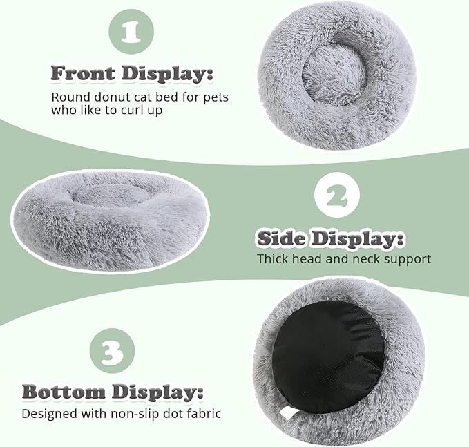 JOLLYVOGUE Dog Bed, Calming Anti-Anxiety Large Dog Bed, Fluffy Donut Cushion for Medium and Large Pets (27"/30"/36")